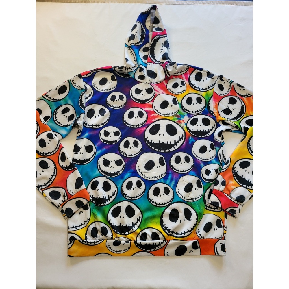 Jack Skellington Nightmare Before Christmas Rainbow Tie Dye Hoodie Mens Large